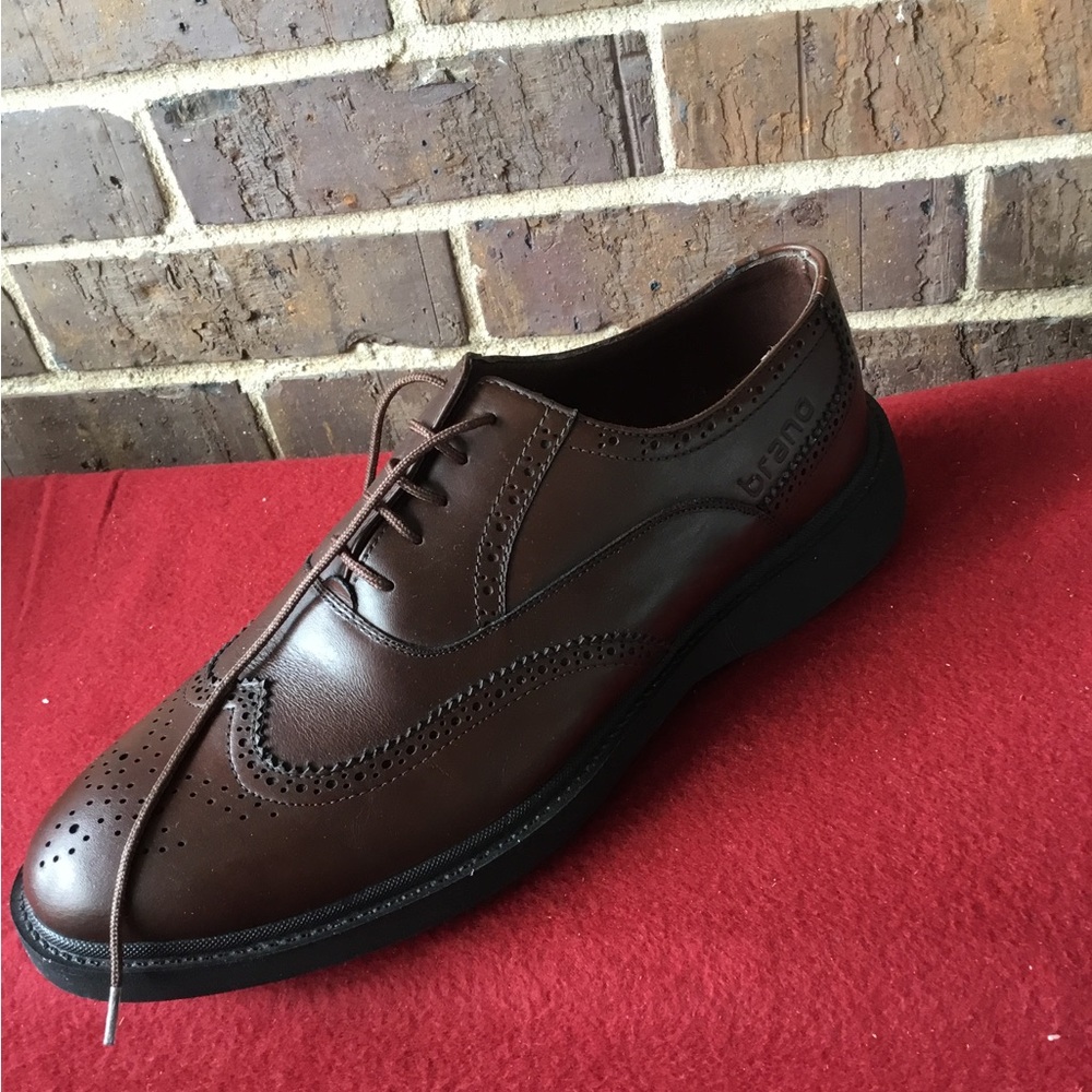 Men's Brown Leather Wingtip Derby Dress Shoes